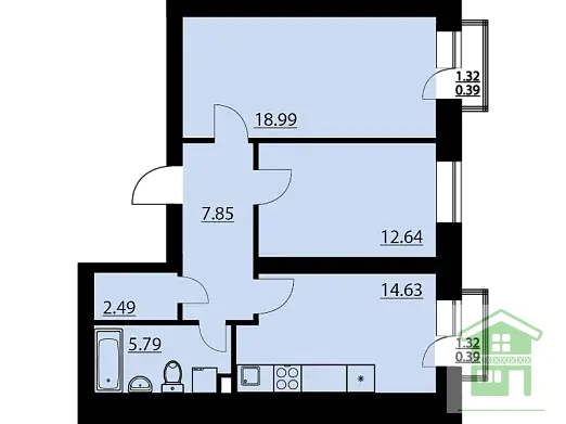 Продам 2 ком кв 63 кв м Солнечный п, Кленовая ул, д.1 - Фото 17