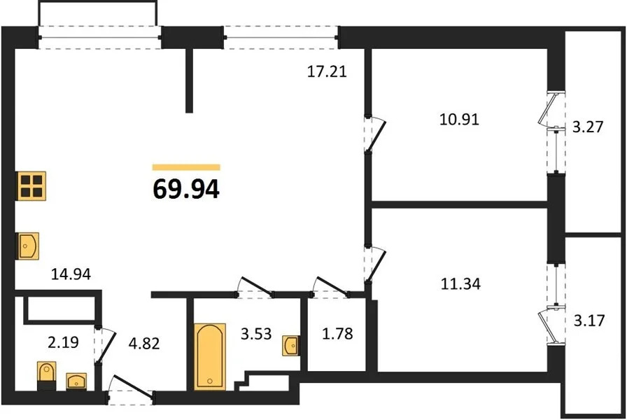 Продается квартира, 69.94 м - Фото 2
