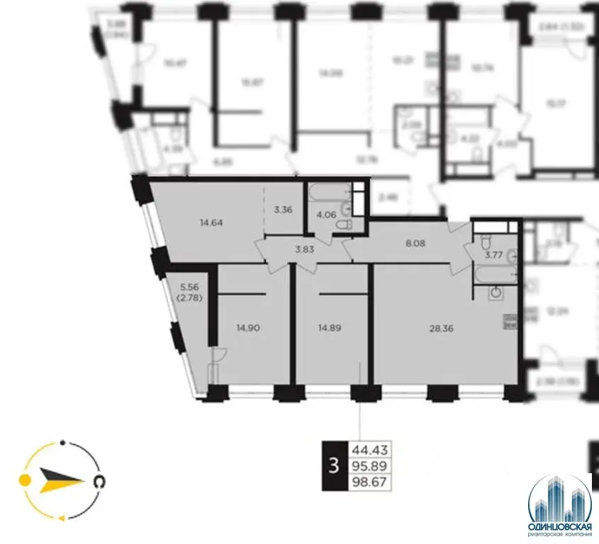 Продажа 4-комн. квартиры 96.7м в ЖК "КутузовGRAD II" - Фото 16