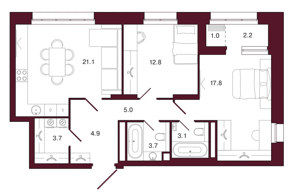 Продается квартира, 75.3 м - Фото 2