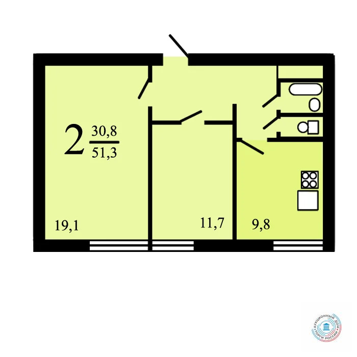 Продается квартира, 51.8 м - Фото 0