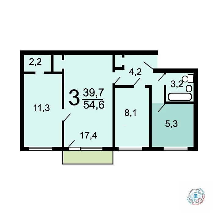 Продается квартира, 54.6 м - Фото 3