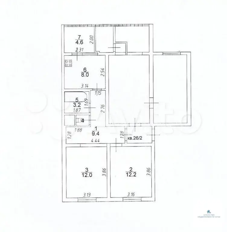 2-к. квартира, 53 м, 1/5 эт. - Фото 0