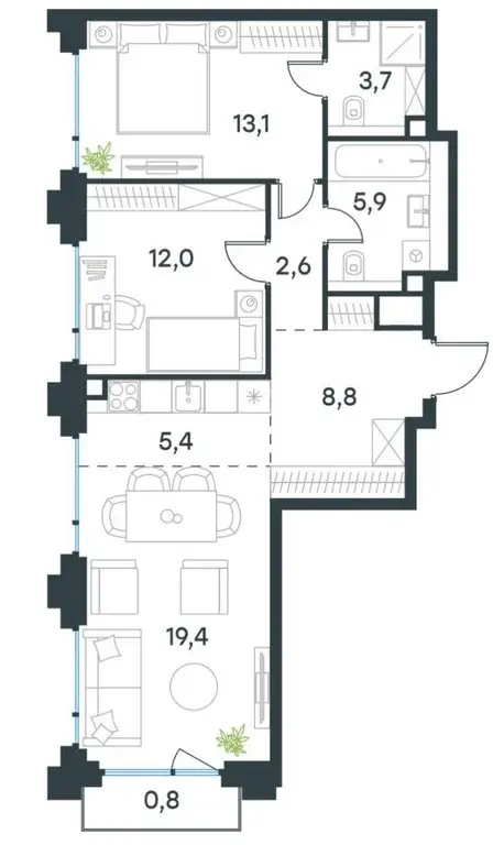 Продажа евро-трехкомнатной кв. в ЖК Level Бауманская - Фото 19