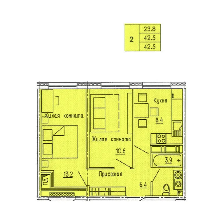 Продается квартира, 42.5 м - Фото 3