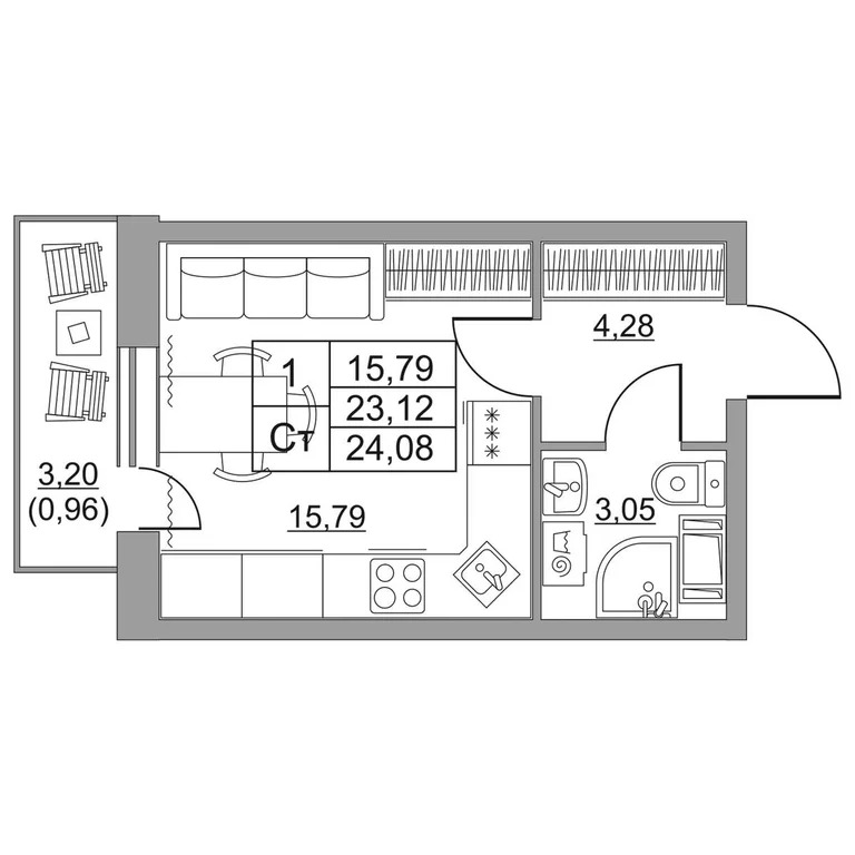 Продается студия 22.9 кв.м. - Фото 1