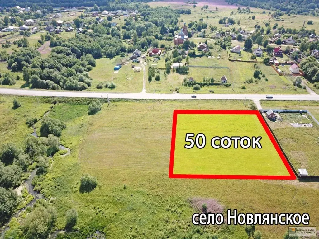 Участок 50 соток в селе Новлянское (река Руза в доступности) - Фото 0