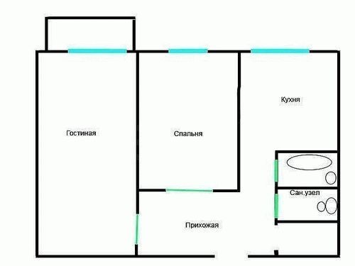 Планировка улучшенка 2 комнаты