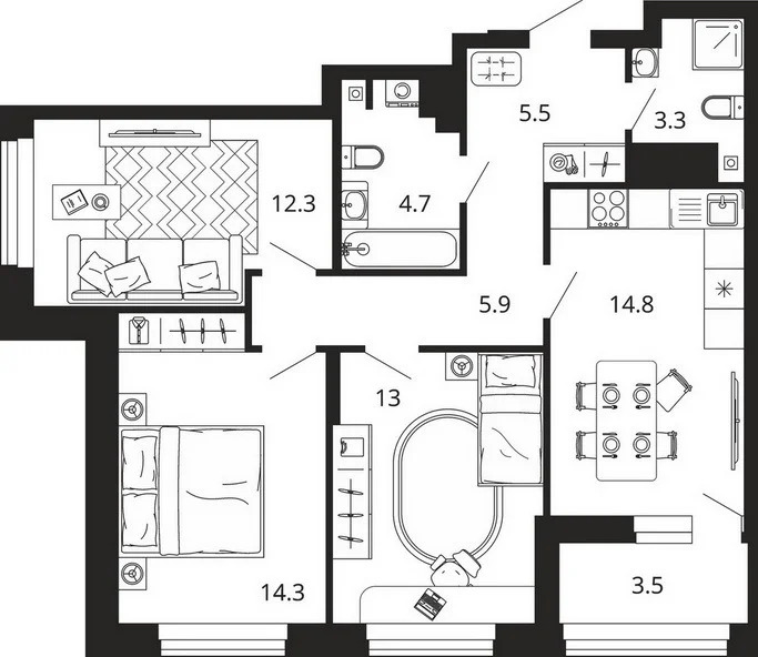 Продается квартира, 77.2 м - Фото 1