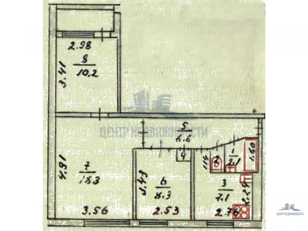 Продажа доли 26.90 кв.м., 3 комнаты в квартире, 1/9 этаж - Фото 6