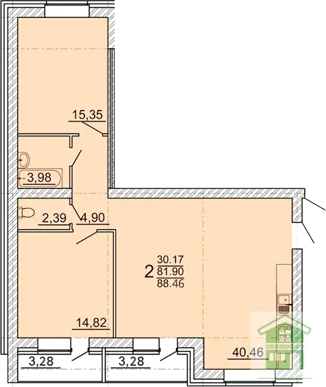 Продам 2 ком кв 88 кв м с. Новая Усмань, ул. 70 лет Победы, д.11 - Фото 11