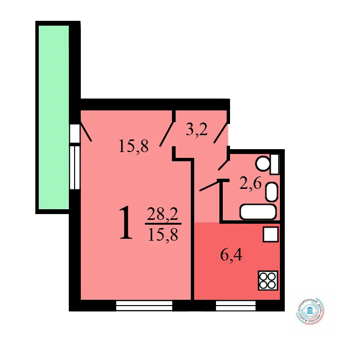 Продается квартира, 29.8 м - Фото 1