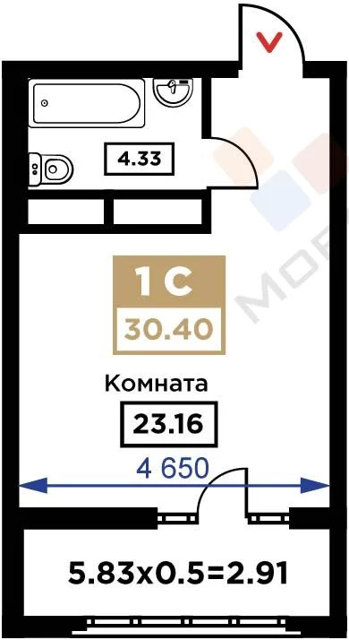 1-я квартира, 30.40 кв.м, 5/23 этаж, ШМР, Школьная ул, 6499000.00 ... - Фото 6