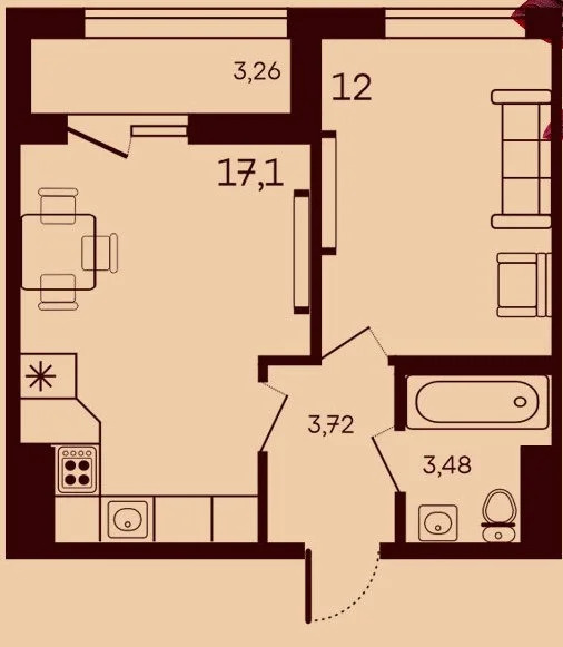 Продается квартира, 39.56 м - Фото 2