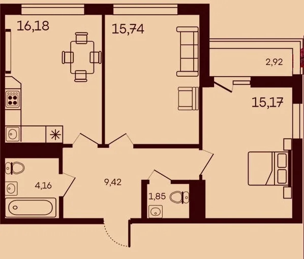 Продается квартира, 65.44 м - Фото 2
