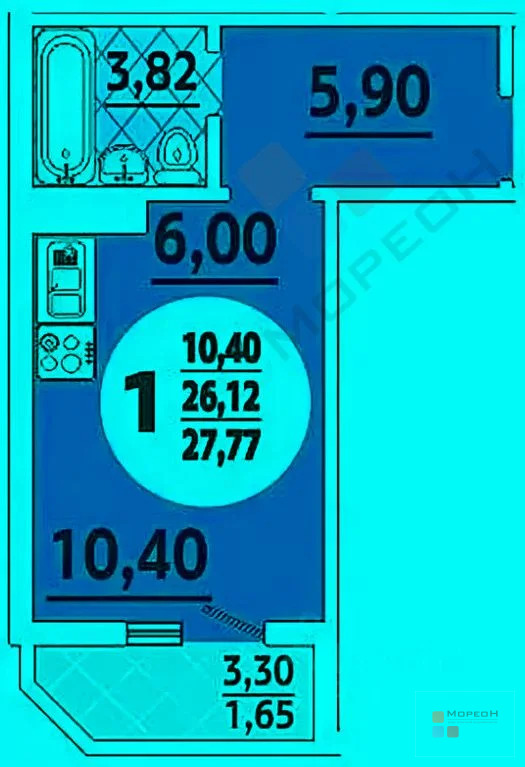 1-я квартира, 26.00 кв.м, 1/16 этаж, ККБ, Черкасская ул, 3850000.00 ... - Фото 12