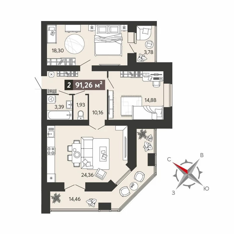 Продается квартира, 84.07 м - Фото 4