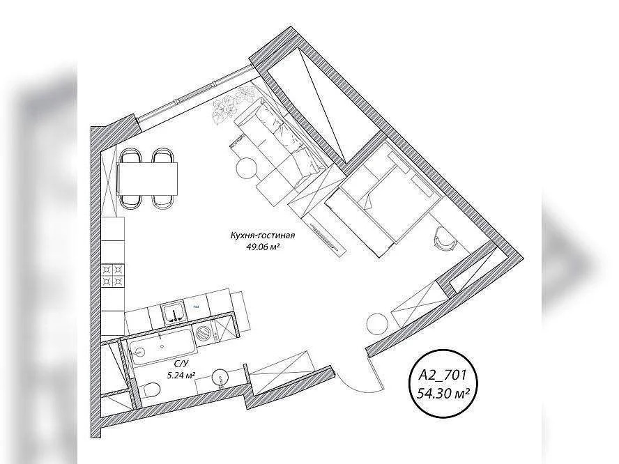 Продам 1-комн. квартиру 54.3 кв.м. - Фото 0