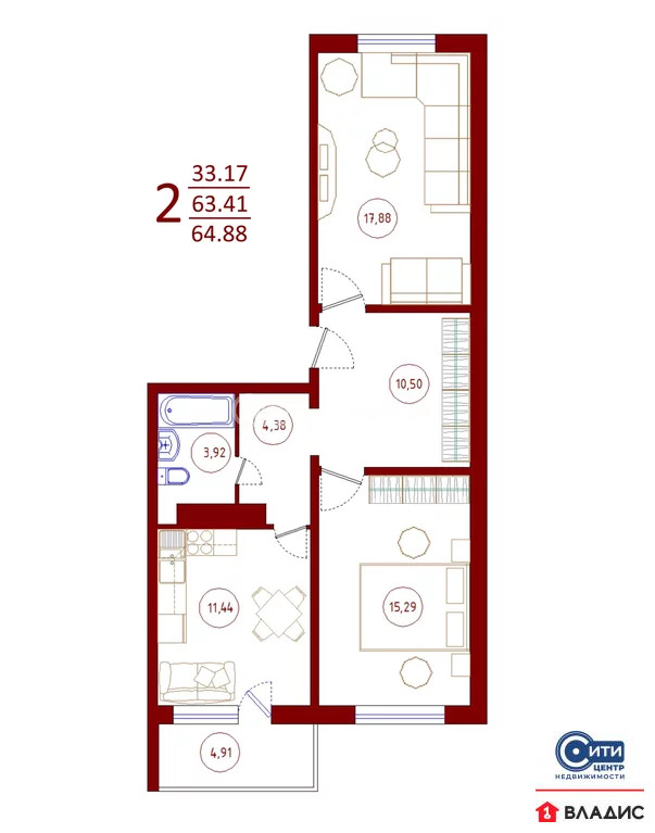 Продажа квартиры, Отрадное, Новоусманский район, Рубиновая улица - Фото 30