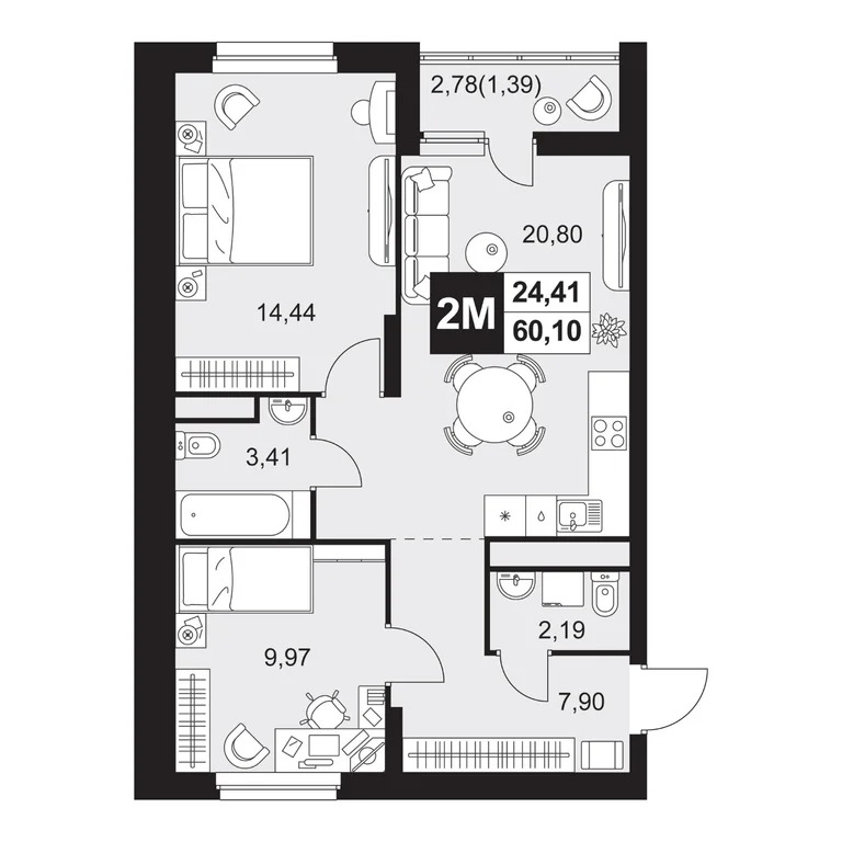 Продается квартира, 60.1 м - Фото 11