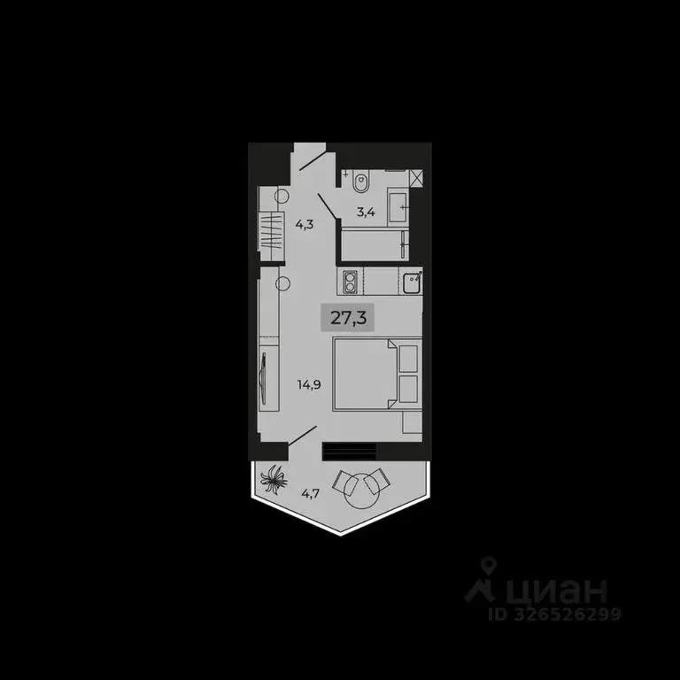 Продаю апартаменты-студию 27.3м Краснодарский край, Туапсинский ... - Фото 2