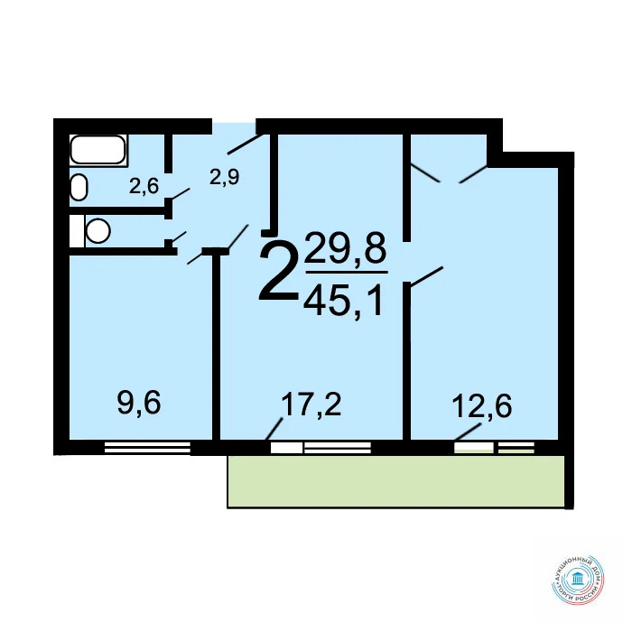 Продается квартира, 47.8 м - Фото 2