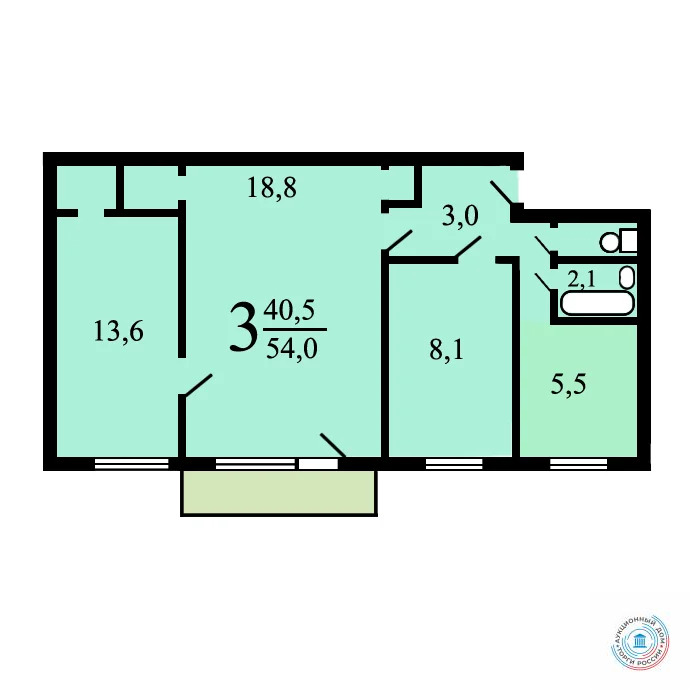 Продается квартира, 54.4 м - Фото 0