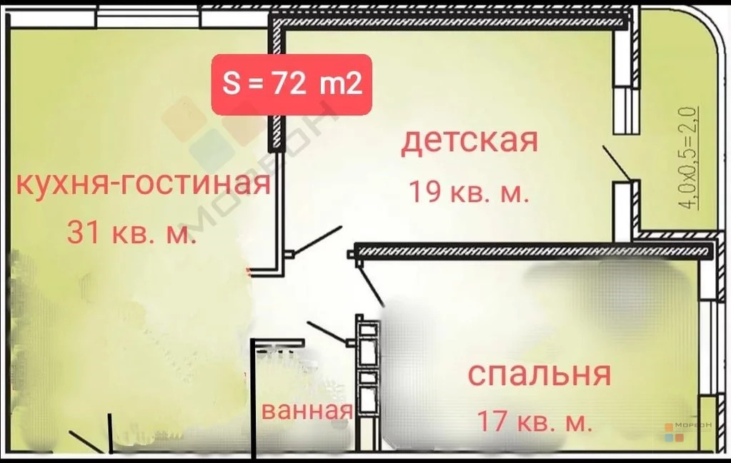 2-я квартира, 70.00 кв.м, 4/19 этаж, Энка, Александра Покрышкина ул, ... - Фото 23