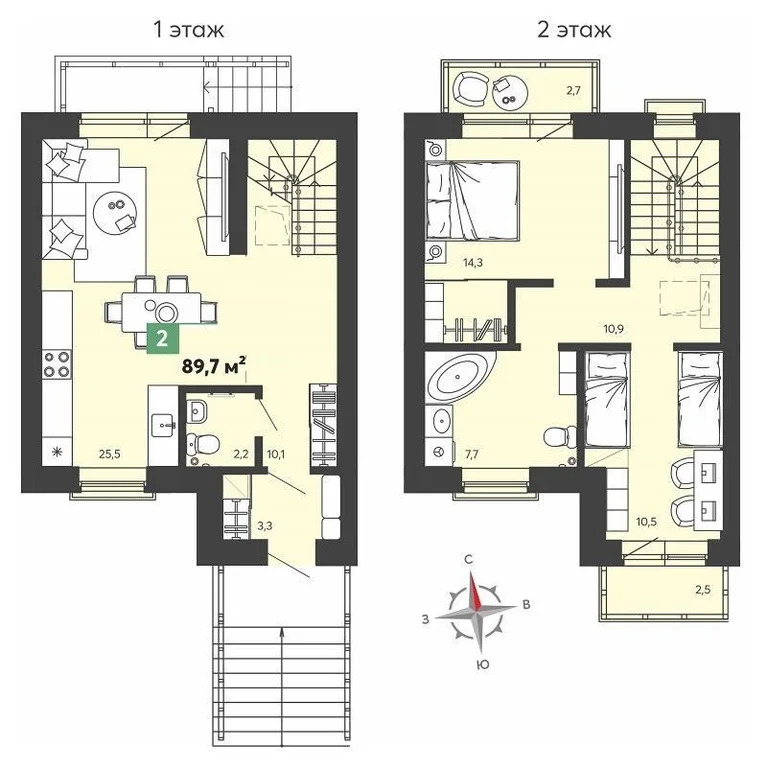 Продается квартира, 89.7 м - Фото 2