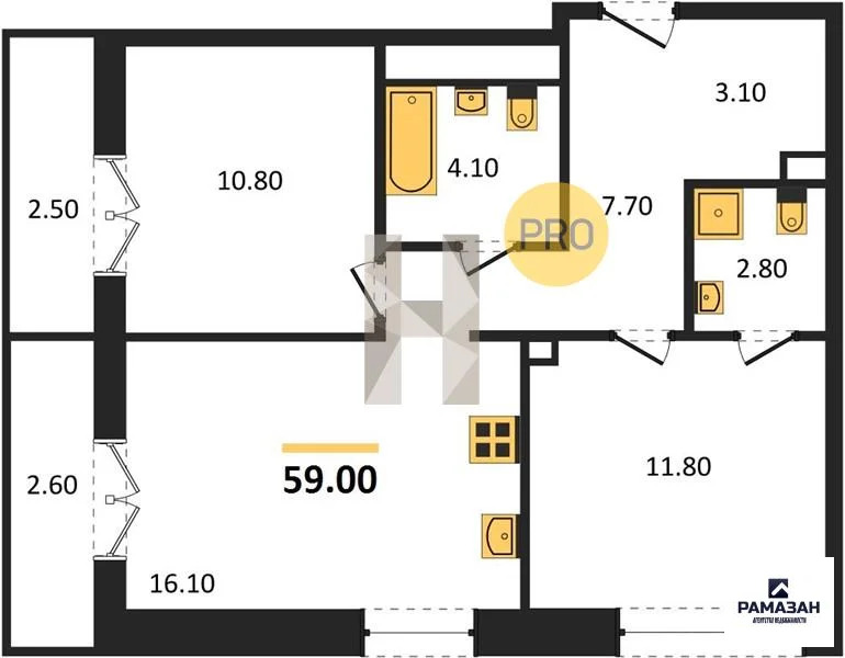 Продажа квартиры в новостройке, Казань, м. Аметьево, ул. ... - Фото 1