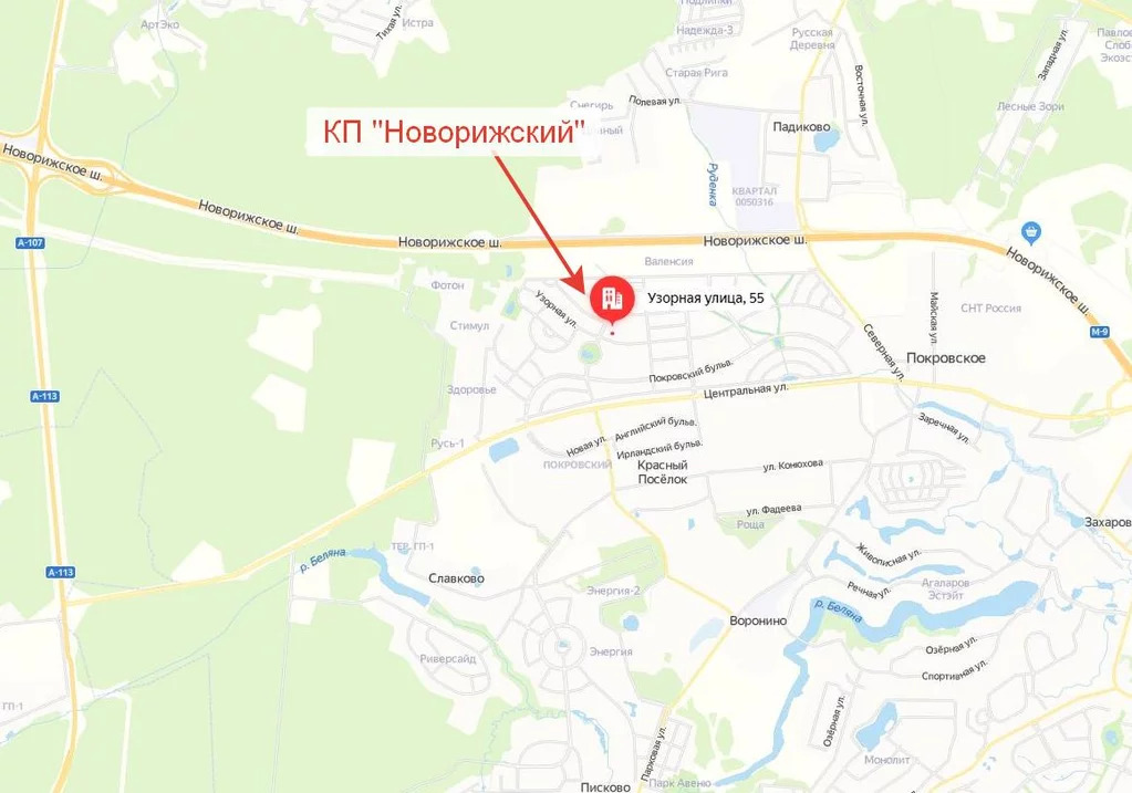 Карта новорижский поселок