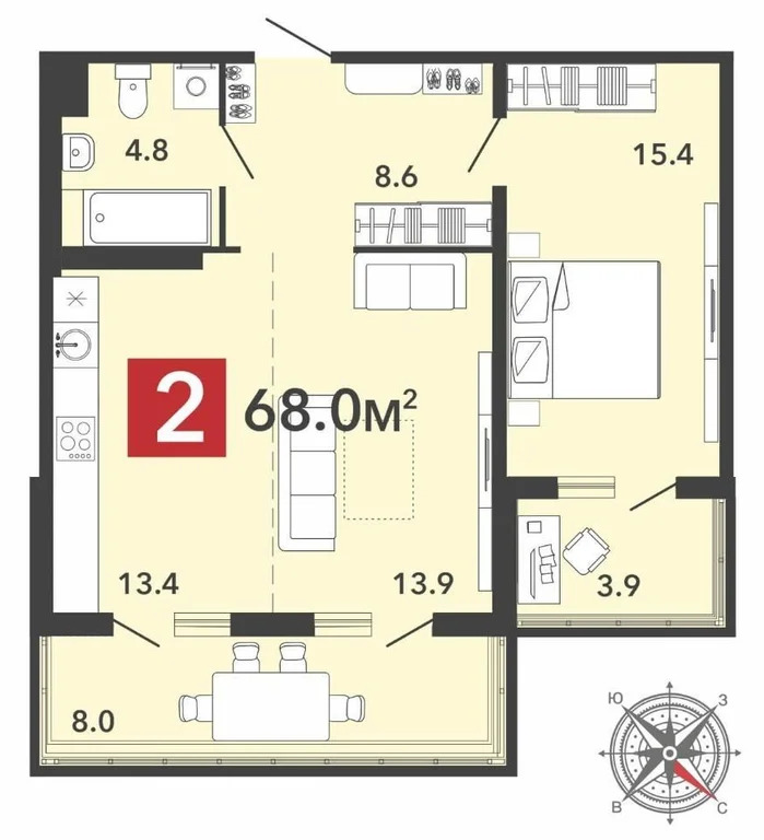 Продается квартира, 68 м - Фото 3