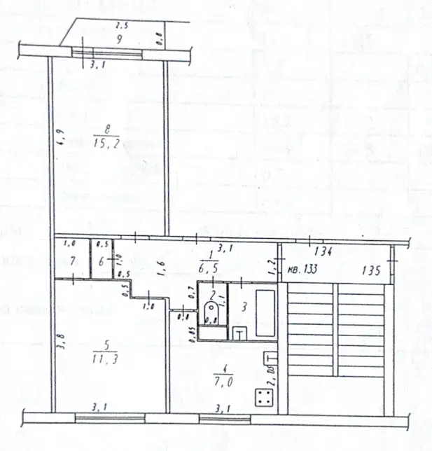 2-к. квартира, 45,6 м2, 4/5 эт. - Фото 15