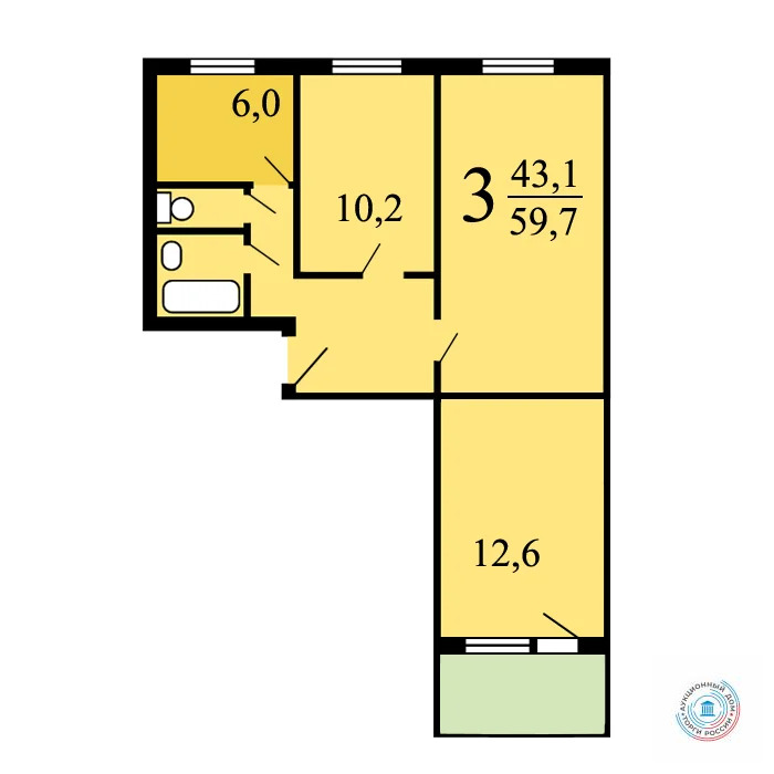 Продается квартира, 59.2 м - Фото 2