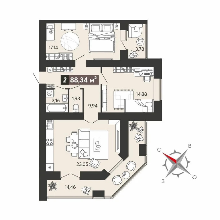 Продается квартира, 84.07 м - Фото 9