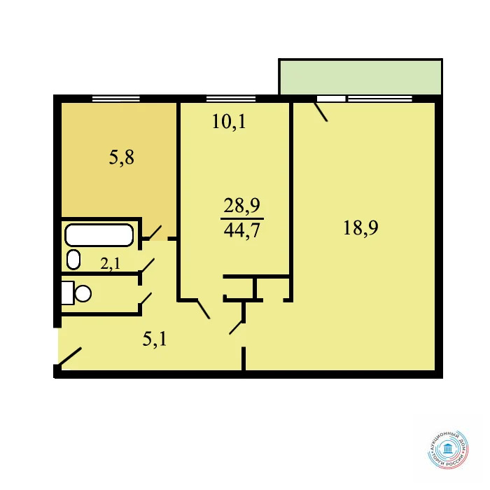 Продается квартира, 42.5 м - Фото 1