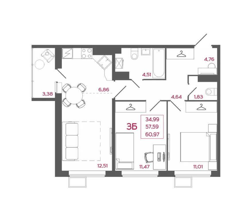 Продается квартира, 60.97 м - Фото 7