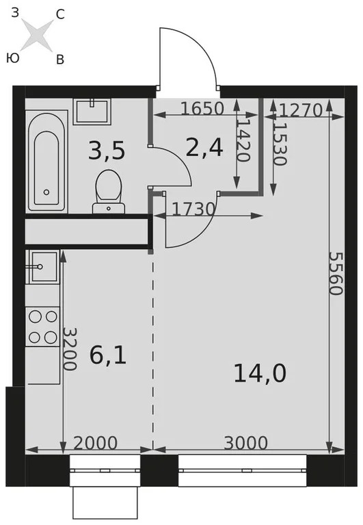 Продается студия 26 кв.м. - Фото 3