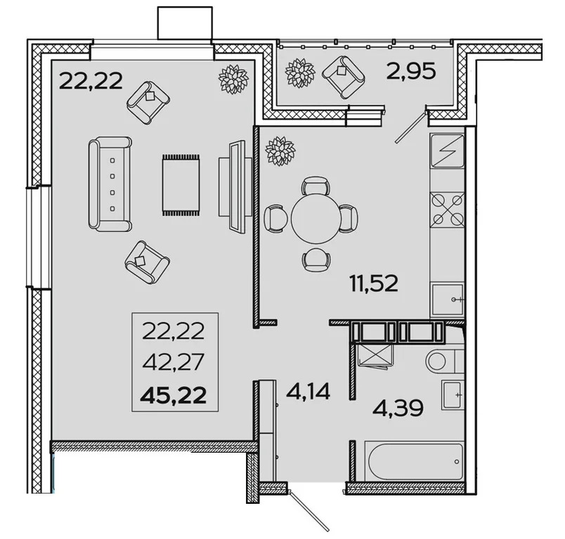 Продается квартира, 45.22 м - Фото 1