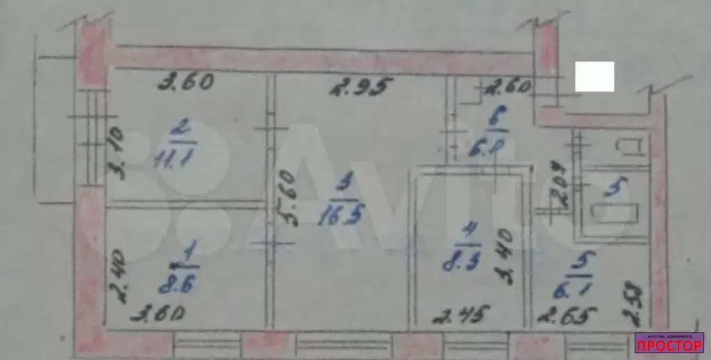 4-к. квартира, 64 м, 3/5 эт. - Фото 1