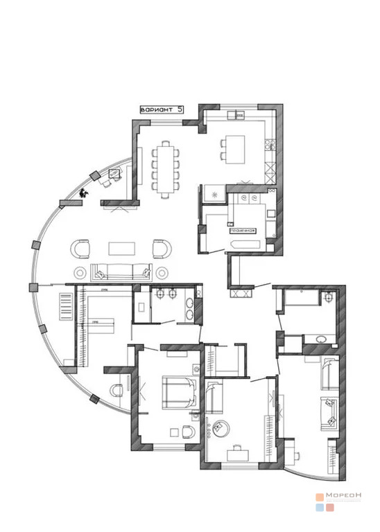 4-я квартира, 210.00 кв.м, 13/16 этаж, Кожзавод, Кожевенная ул, ... - Фото 15