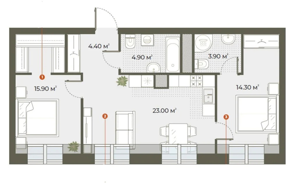 Продам 2-комн. квартиру 66.4 кв.м. - Фото 3