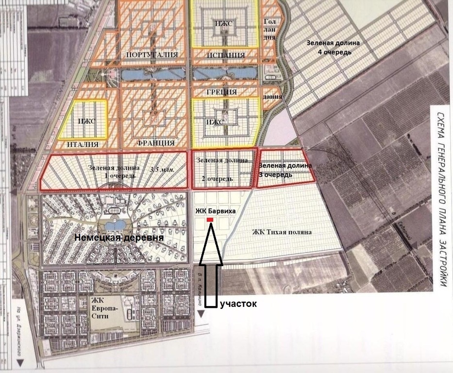 Карта краснодара немецкая деревня с улицами и домами
