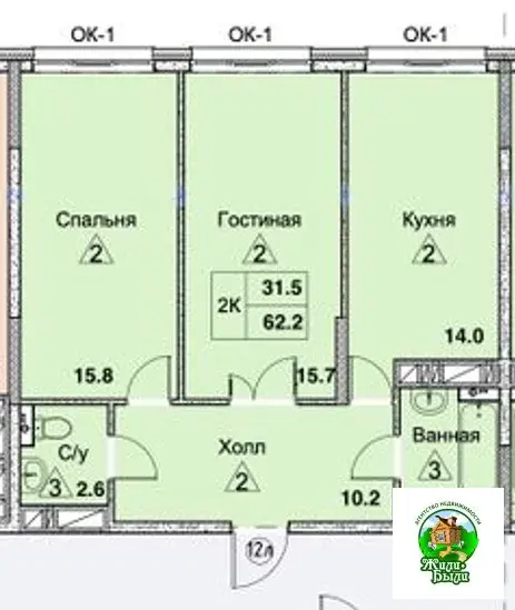 Продажа двухкомнатной квартиры 62.2м Боровская ул, Балабаново, . - Фото 2