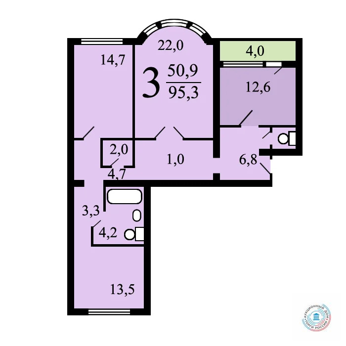 Продается квартира, 95.2 м - Фото 0