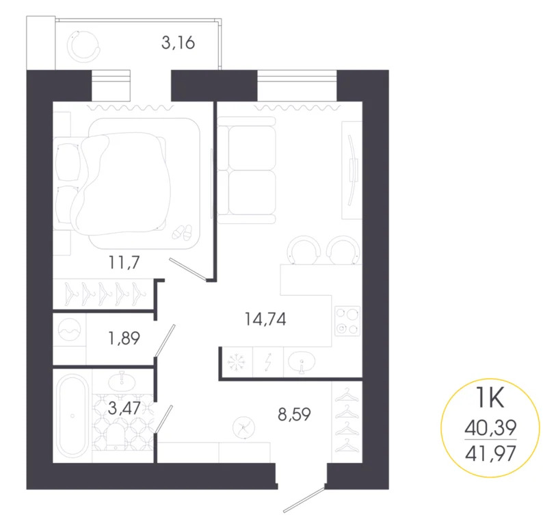 Продается квартира, 41.97 м - Фото 1