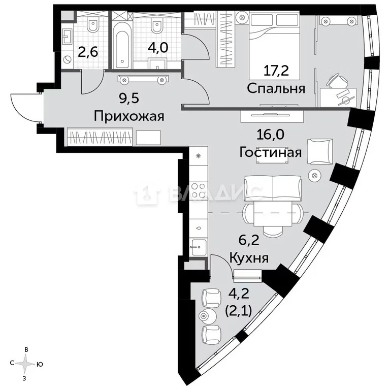 Москва, жилой комплекс Сидней Сити, д.к2/2, 2-комнатная квартира на ... - Фото 1