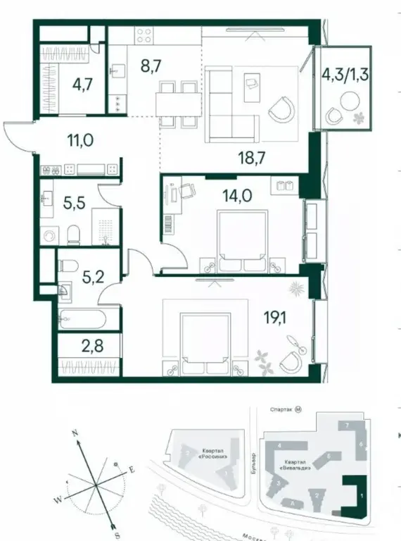 2комн.кв-ра на Покровской набережной,16 - Фото 13