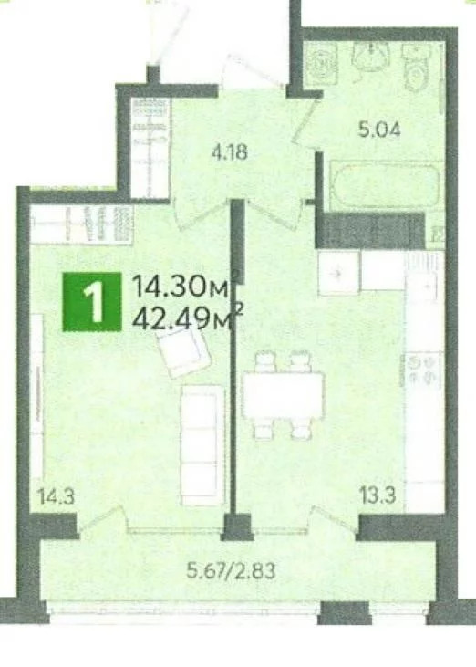 Продается квартира, 42.49 м - Фото 0