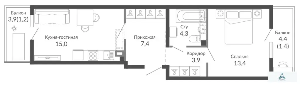 Продаётся еврооднушка в ЖК комфорт класса «Облака » - Фото 1